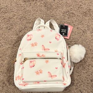 Kids Butterfly Print mini  Backpack - White and Pink